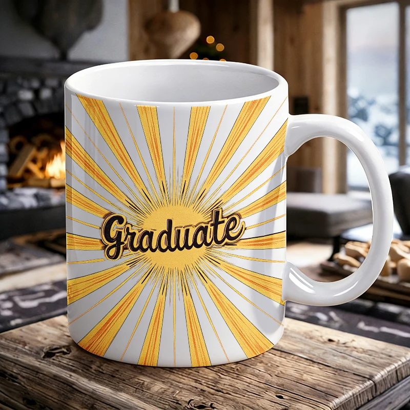 

Retro comic 'Graduate' ceramic mug, coffee mug, milk mug, office tea cup, drinking cup, gift for friends, fade-resistant