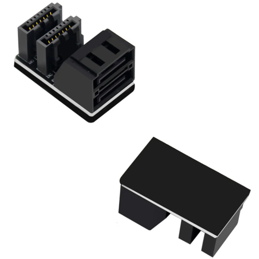 1Pcs Double SATA 7Pin Female to Double 7Pin Male 90 Degree Angled Adapter Mainboard SATA Adapter for Desktops SSD HDD