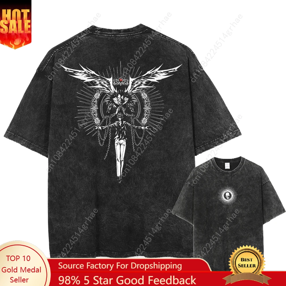 

100% Cotton Men's Summer New Style T-shirt with Death Note Printed Logo - Crew Neck Slim Fit Short Sleeve Plus Size