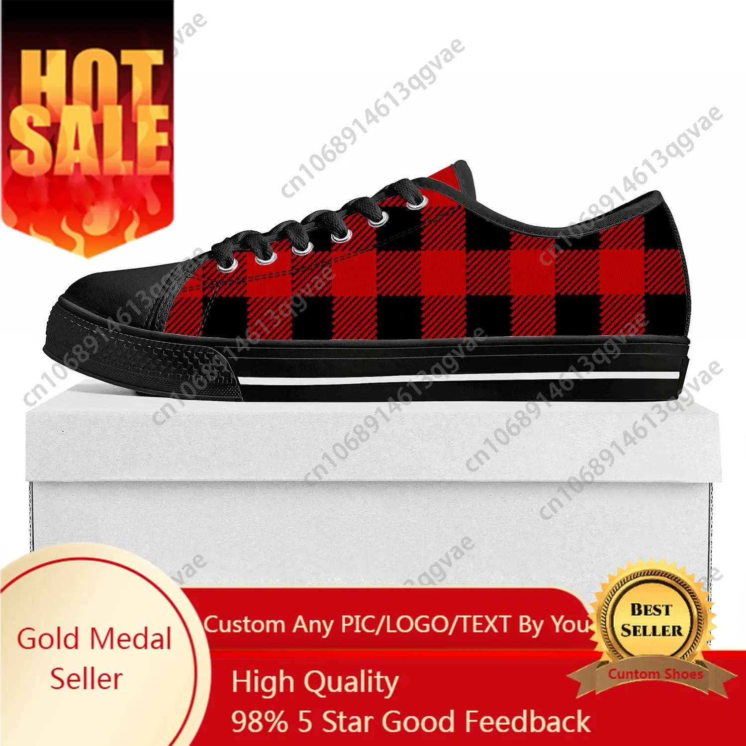 Buffalo Plaid Pattern Low Top High Quality Sneakers Mens Womens Teenager Canvas Sneaker  Prode Casual Couple Shoes Custom Shoe