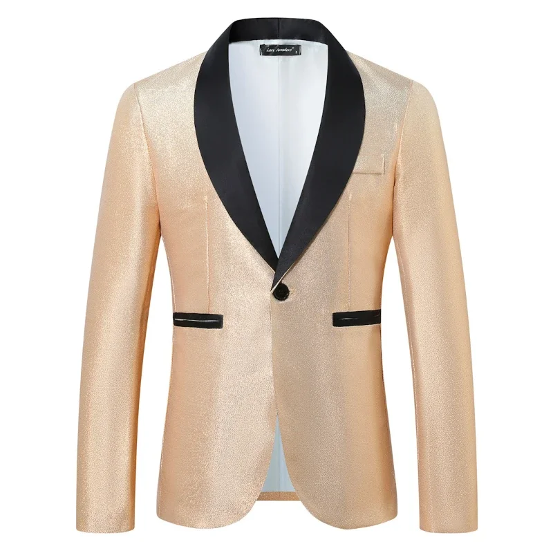 2024 New Fashion Shiny Suit for Men, Gold Youthful & Energetic Holiday Party Ropa De Hombre Casual Mens Blazer Jacket, Eur Size