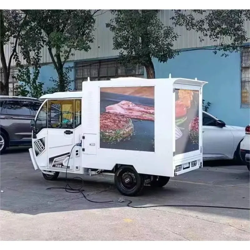 E3W1800 Hot Sale Outdoor Movable High Brightness LED Display Screen Closed Body Cargo Electric Tricycle