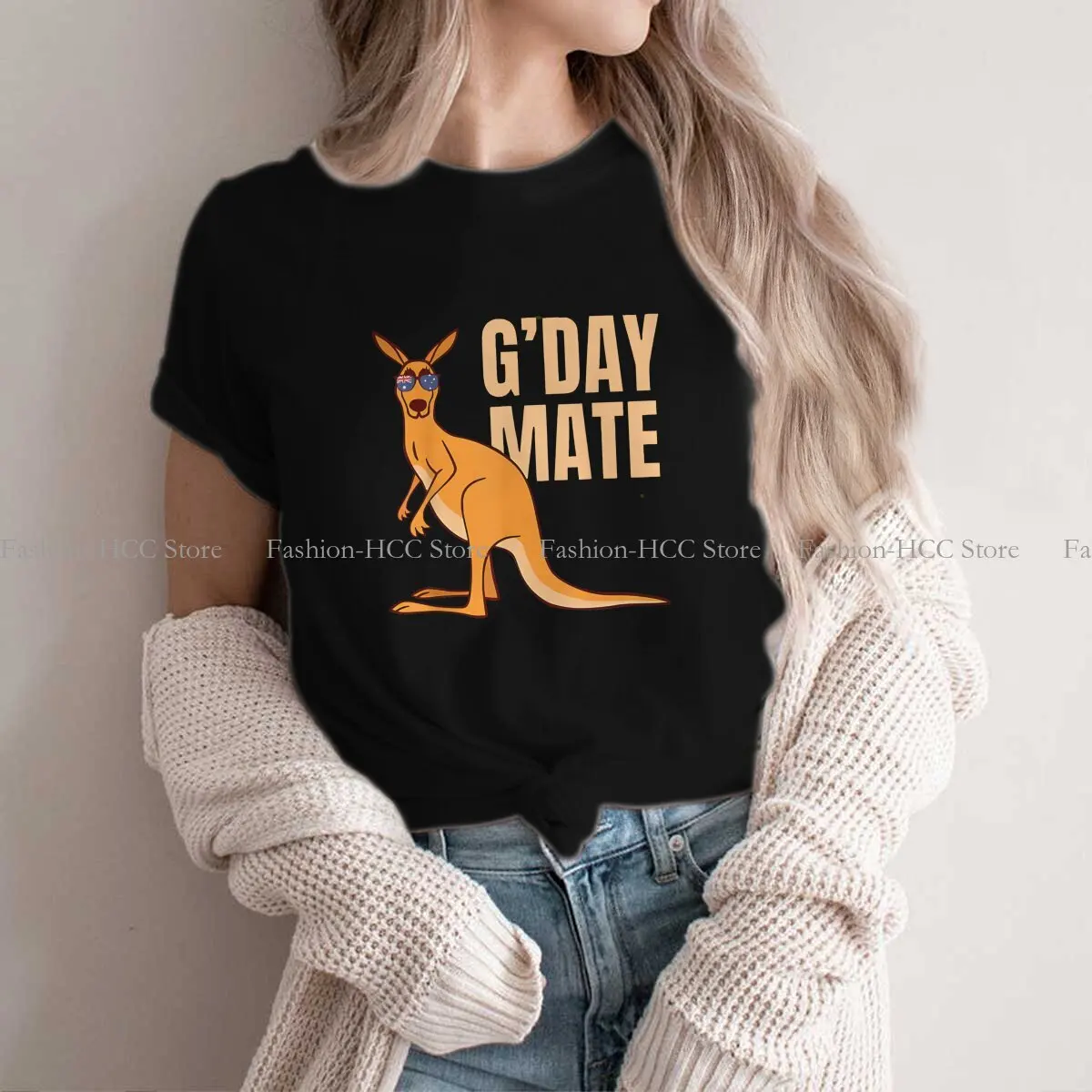 G'day O Neck TShirt Australian Kangaroo Original Polyester T Shirt Women Tops Individuality