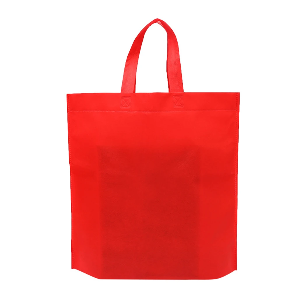 

12 pcs Non Woven Shopping Bag Heavy Duty Fabric Grocery Bag Portable Gift Red 45x35x12cm Tote Bags Reusable Storage