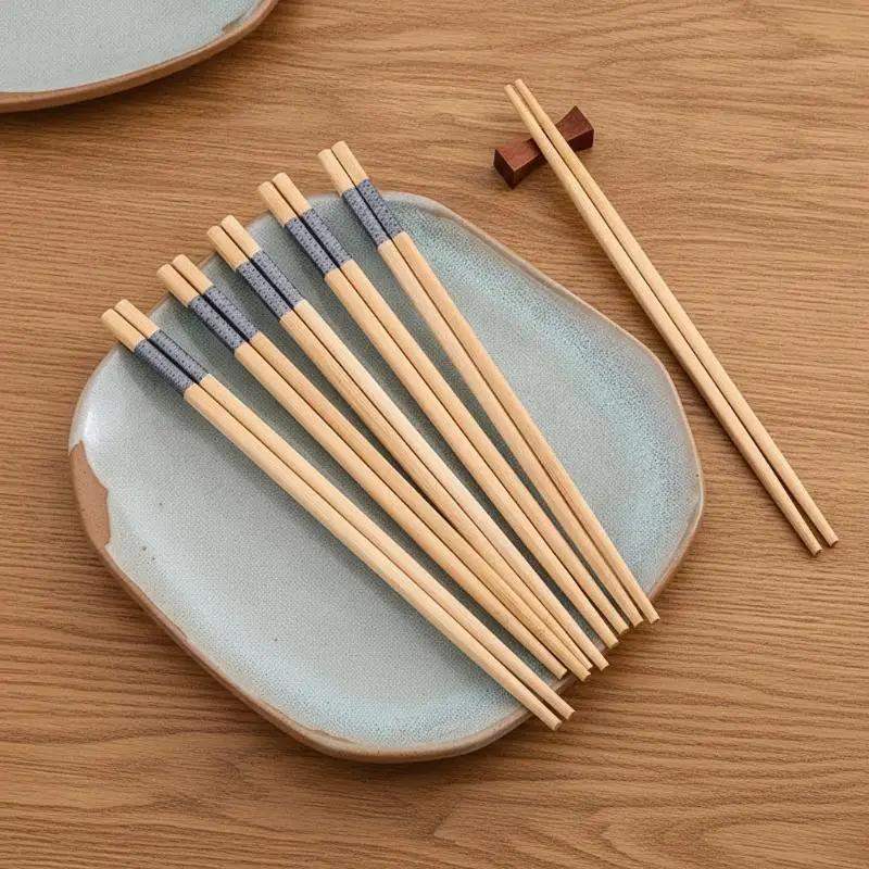 30/50Pairs Bamboo Print Chopsticks Reusable Chinese Food Chopsticks Tableware Healthy For Restaurants Gourmets Noodles