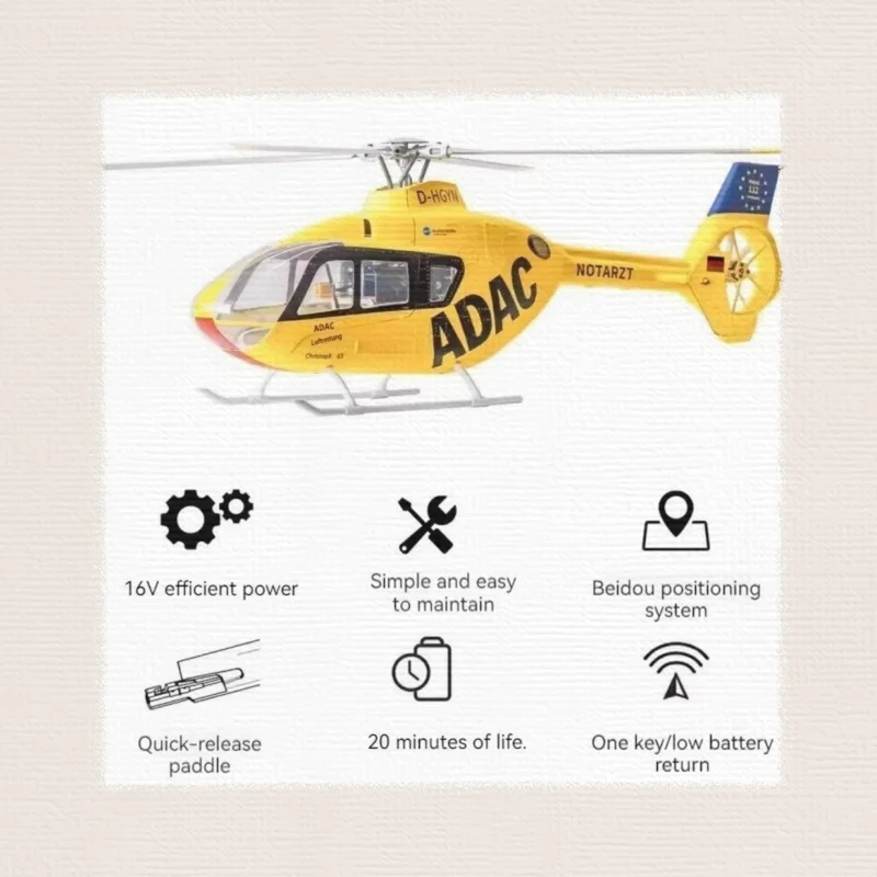 

Ec-135 Simulation Helicopter Wing Rc Model Equipped With Gps Positioning Function 6-Channel High Flight Control Return 470 Level