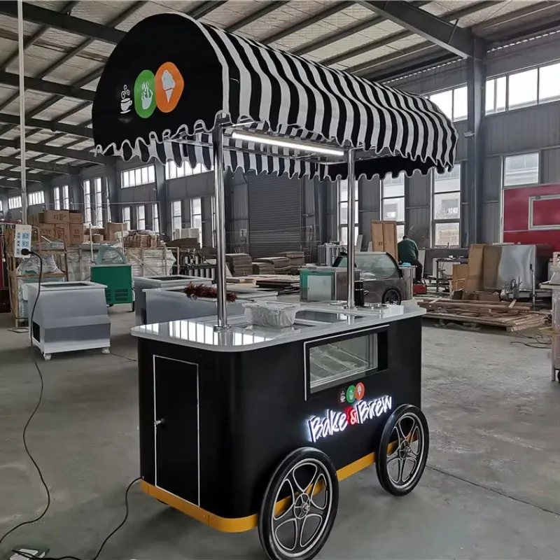 Carrinho de sorvete móvel com impulso manual para venda