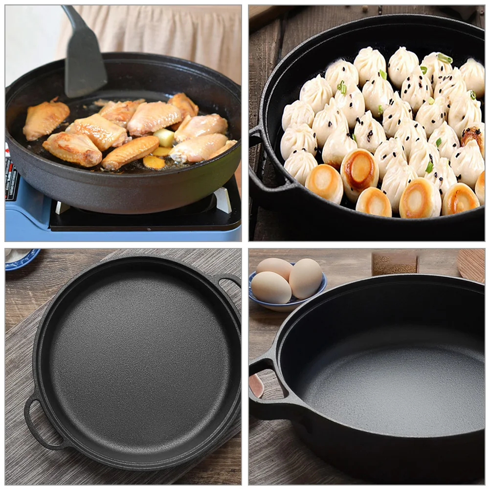 

Ergonomic Uncoated Cast Iron Wok Non Stick Cooking Pan Thickened Base Fast Heating Household Soup Pot for Home Restaurant