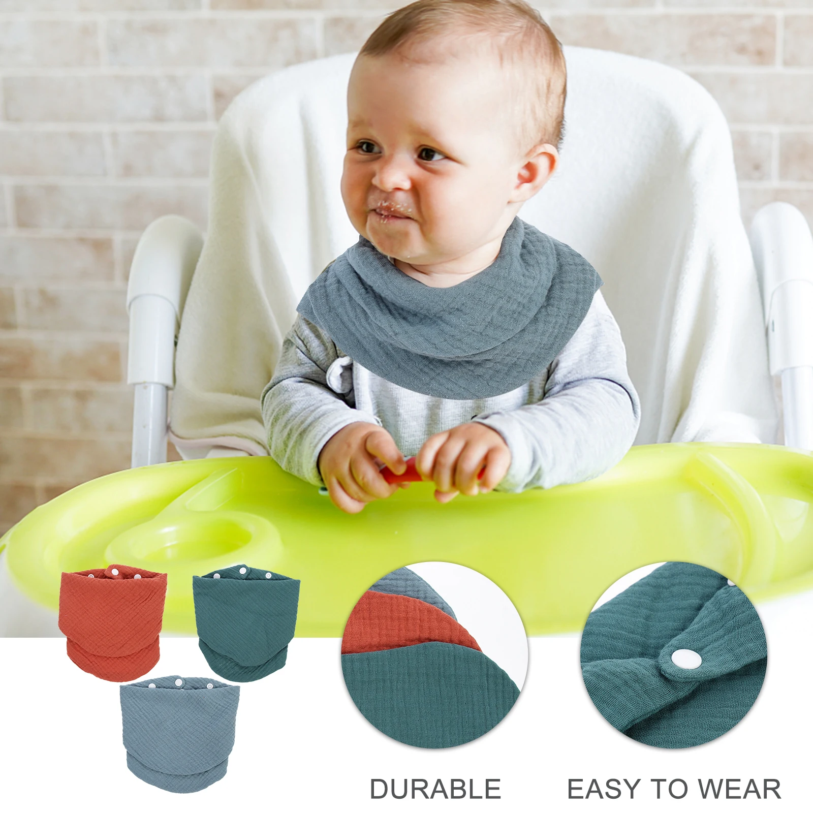 

3pcs Baby Bandana Cotton Yarn Teething Bibs For Newborns Comfortable Saliva Wipes Mealtime Clothing Protector Soft Infant Bibs