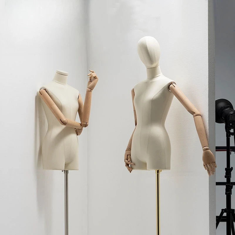 

High-quality Fabric Cover Full Cloth Female Mannequin Body With Wooden Arms Metal Base for Wedding Display Women Model FYMQ