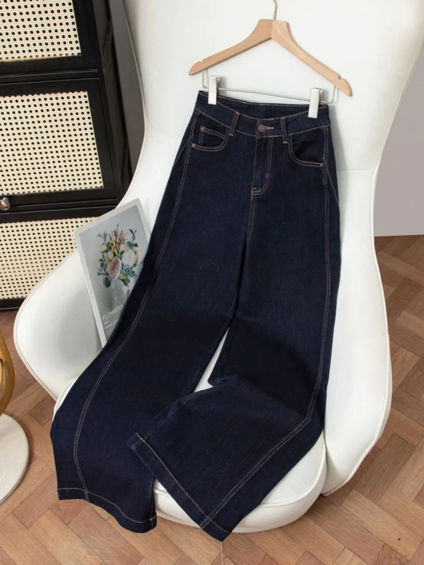 

Retro American Wide Leg Jeans Women's Fall 2025 New Four Way Stretch Small Size Slim Version Straight Leg Pants Women