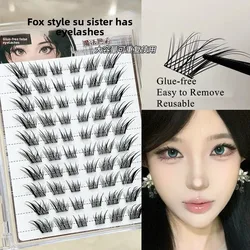 No Need Glue Fox Eye Effect Fluffy False Eyelashes Self-adhesive Reusable Thick Winged Lash Daily Use