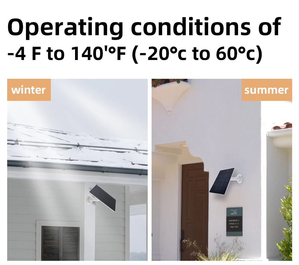 Solar Panel for Battery Camera 3M Cable Rechargeable Power for Security Outdoor WiFi Camera's Power Adapter with USB interface