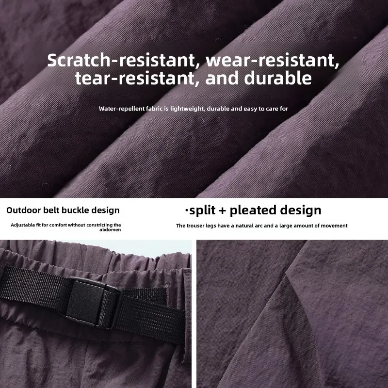 Adjustable Casual Long Pants. Three-dimensional Split Pleated Curved Knife Pants for Men's Autumn Outdoor Waterproof Workwear.