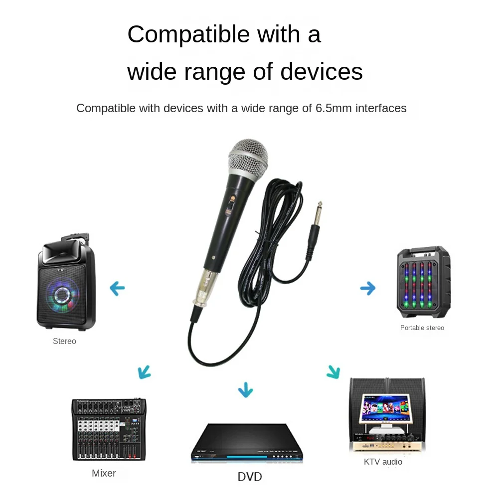 Micrófono de Karaoke portátil, micrófono dinámico con cable profesional, micrófono de voz clara para Karaoke, actuación de música Vocal