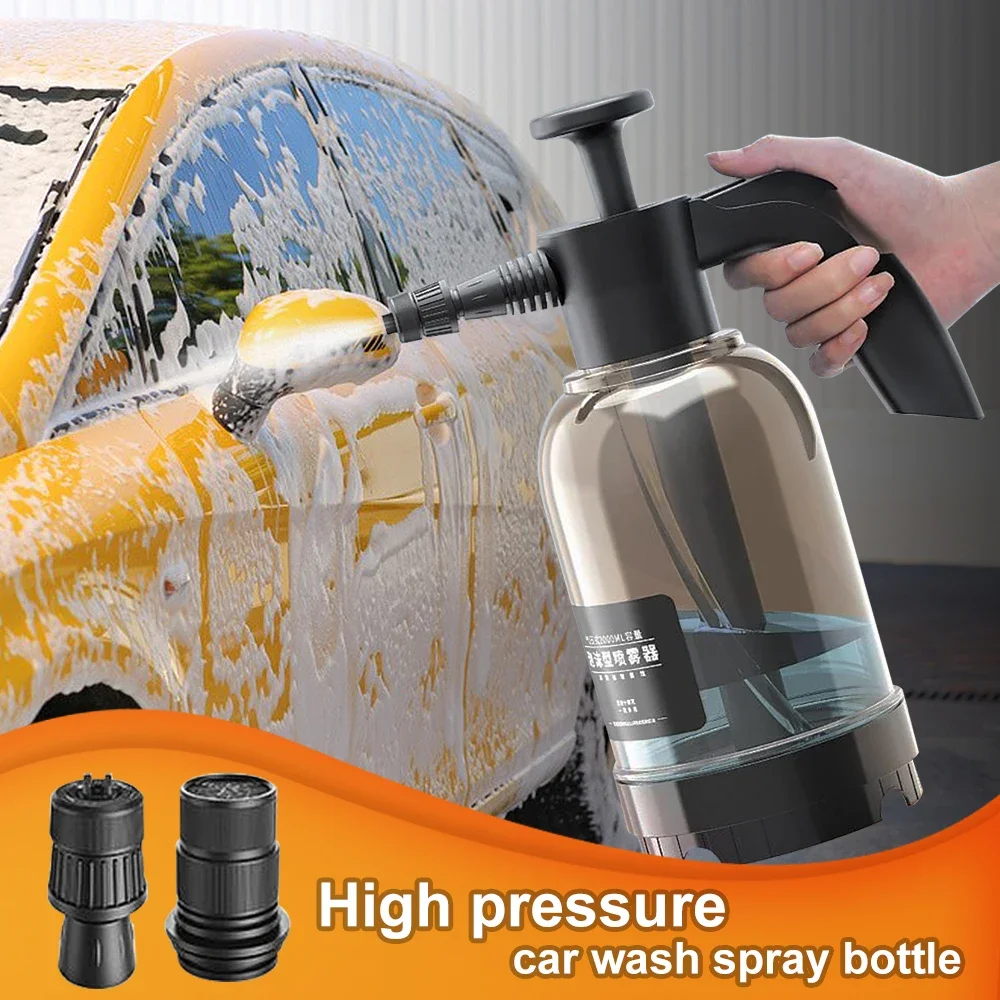 2L Hand Pump Wash Spray Bottle Car Foam Wash Sprayer Car High Pressure Spray Washer with Double Nozzle Home Auto Window Cleaning