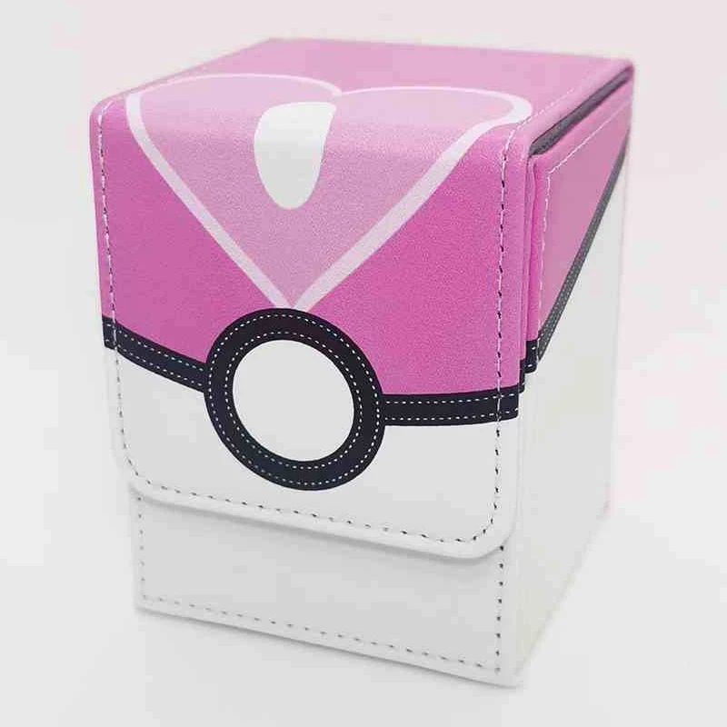 Caja de almacenamiento de tarjetas de Pokeball PTCG hecha a sí misma, caja de protección de tarjetas de juego de batalla, tarjetas clásicas de Anime, juguetes de regalo