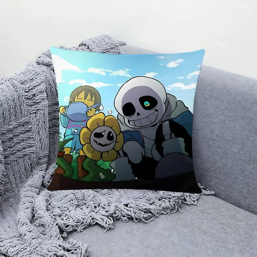 Cute H-Undertale Sans-W Pillow Case Sofa And Living Room Decorative Cushion Covers Dust-proof And Mite-proof Invisible Zipper