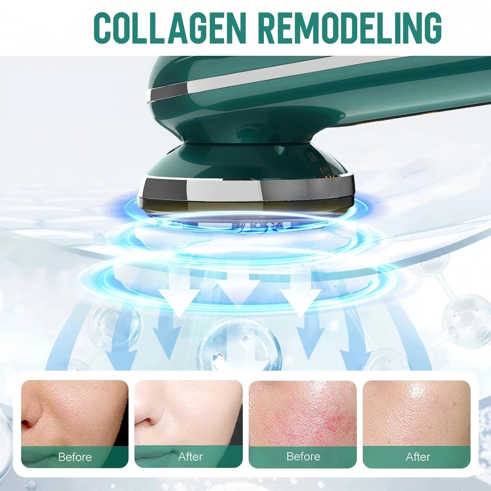 جهاز تجميل الوجه والرقبة بالضوء الأحمر 4 في 1، أداة تدليك الوجه متعددة الوظائف للعناية بالبشرة للانتفاخ وشد البشرة #3