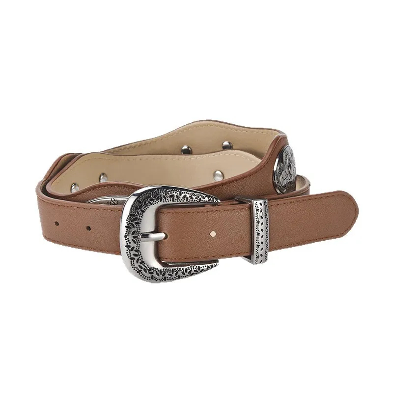 New Arrival Fashionable European and American Retro-Style Embossed Belt High-End Trendy Minimalist Casual Leather Belt