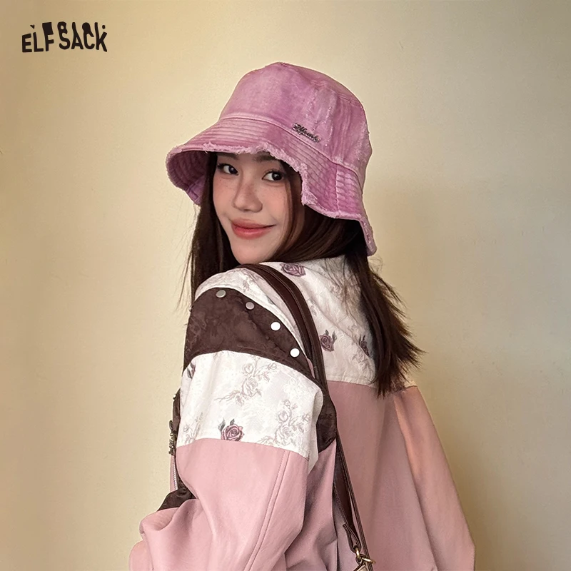 

ELFSACK Vintage Denim Raw-Edge Sun Visor Fisherman Hat for Women