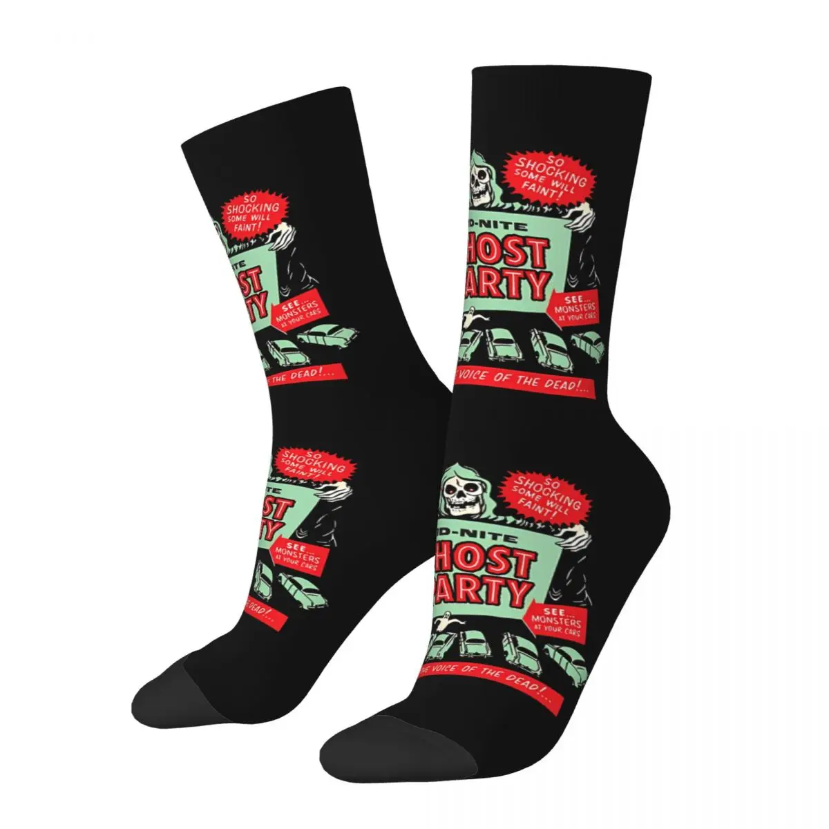 Vintage Midnight Movie Style Design Sock Printed Man Polyester