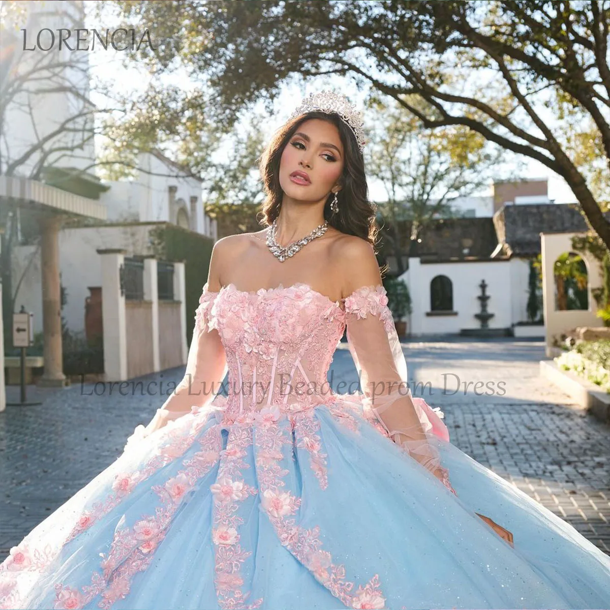 Elegant 2024 Mexican Quinceanera Dress 3D Flowers Sweet 16 15 Ball Gowns Off Shoulder Applique Beaded Corset Vestidos De XV Anos