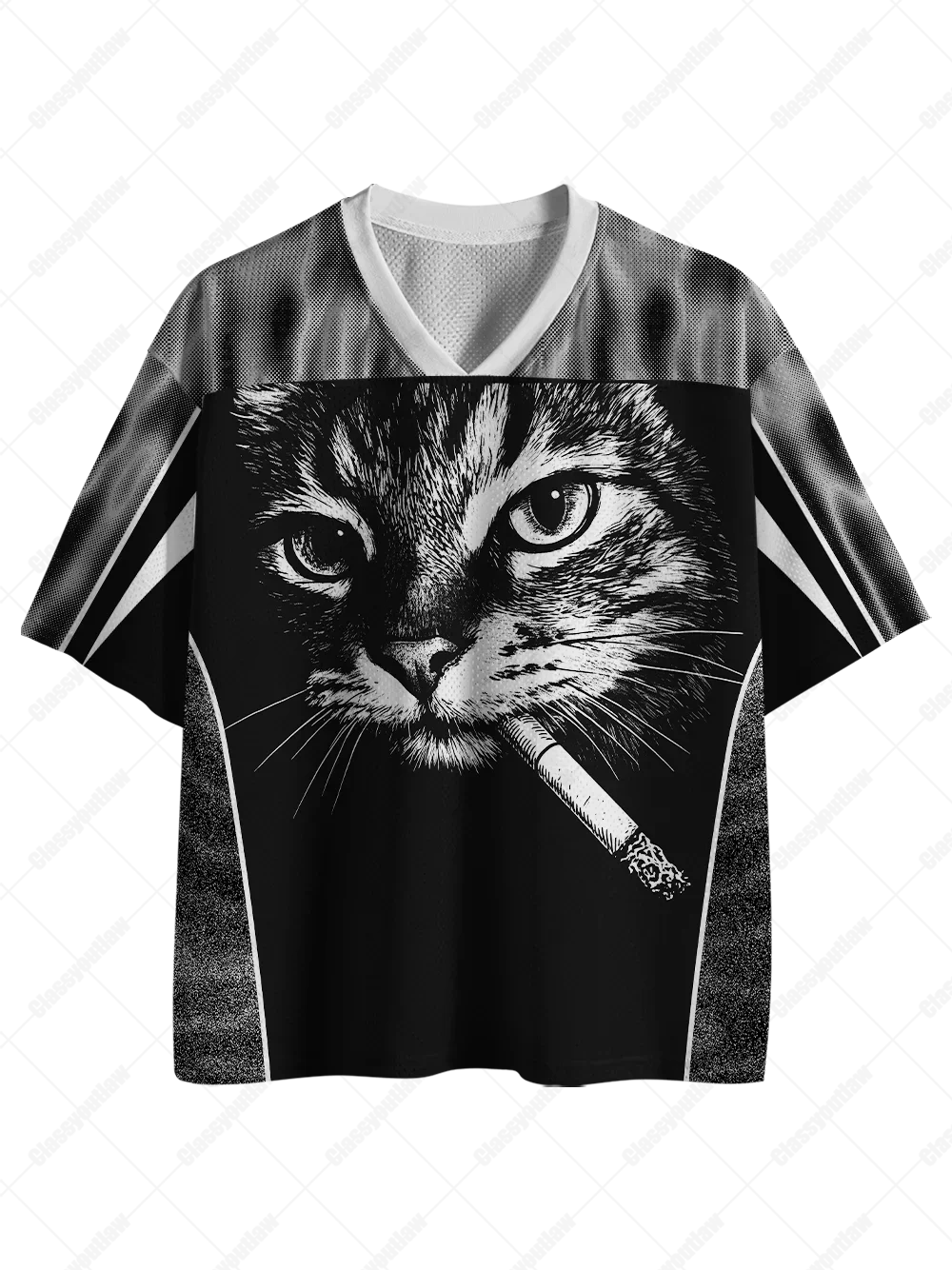 Fußballtrikot im Gothic-Stil, 3D-Druck, schnelltrocknend, atmungsaktiv, Sport-T-Shirt für Männer und Frauen, V-Ausschnitt, locker geschnitten, modisches Streetwear-Modell. – Detail 12