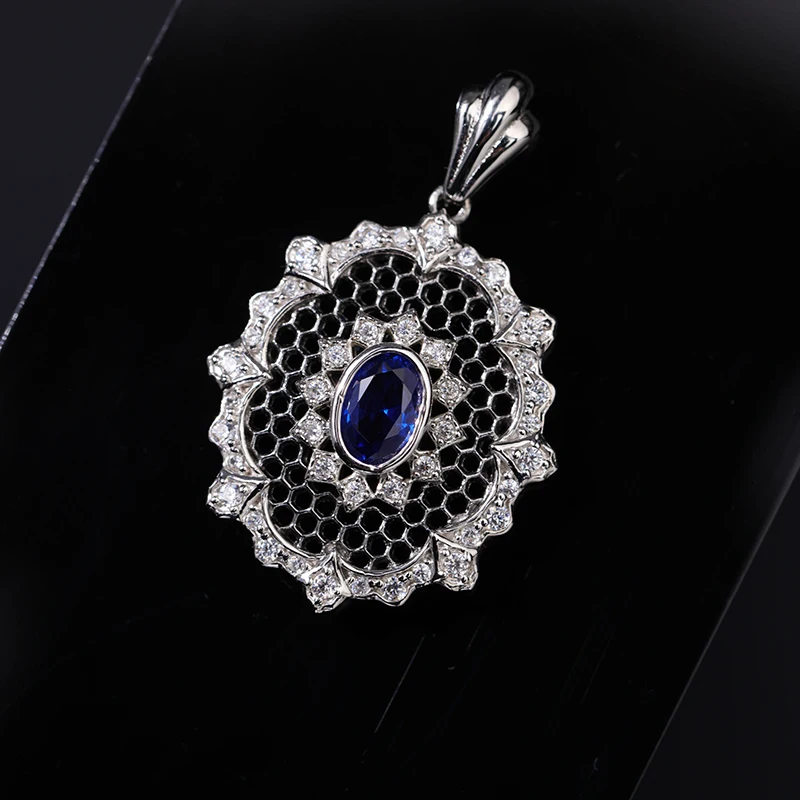 Gemma series, lace lace Italian retro black, woven carved gold pendant S925 silver-plated female