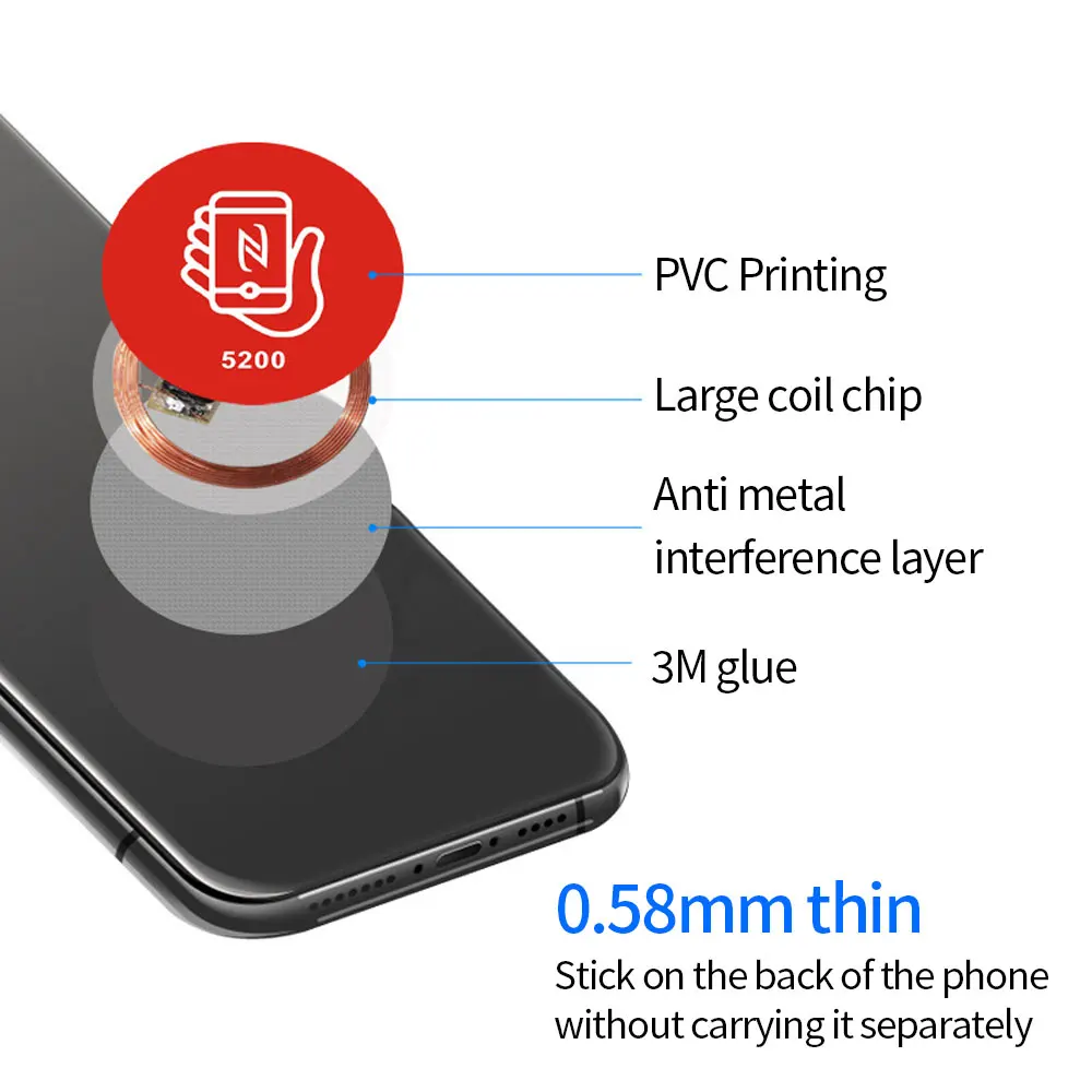 Anti-Interference Mobile Phone Sticker 125Khz/13.56MHz Writeable Clonable Access RFID Card T5577 EM5200/UID Smart Chip Tag Badge