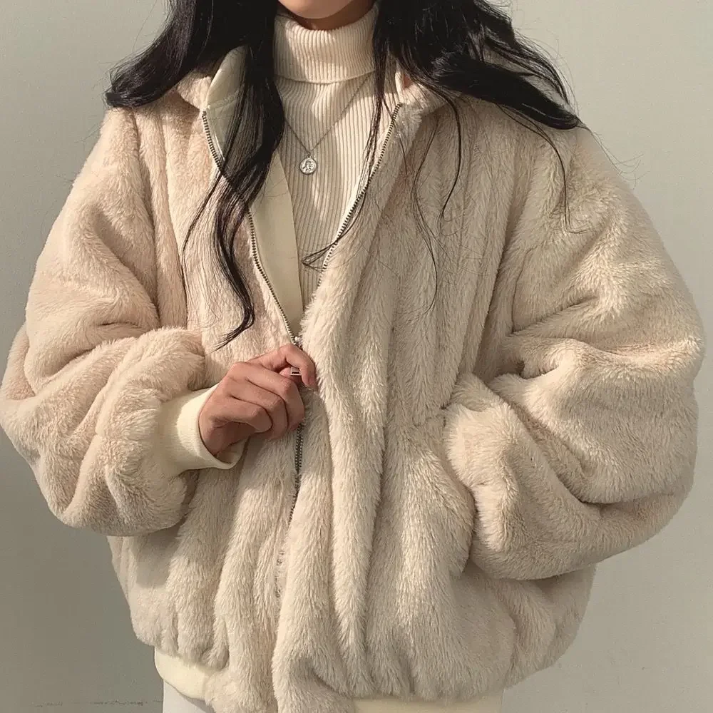 Korean style plus velvet thickened on both sides to wear lamb wool cotton clothing women's coat winter new hooded cotton jacket