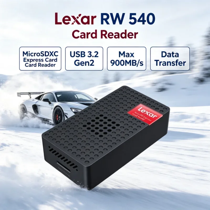 Lexar MicroSDXC Express Card Reader RW540 PLAY PRO MicroSD Card Reader UHS-I UHS-II Built-in Fan for Switch 2 Data Transfer