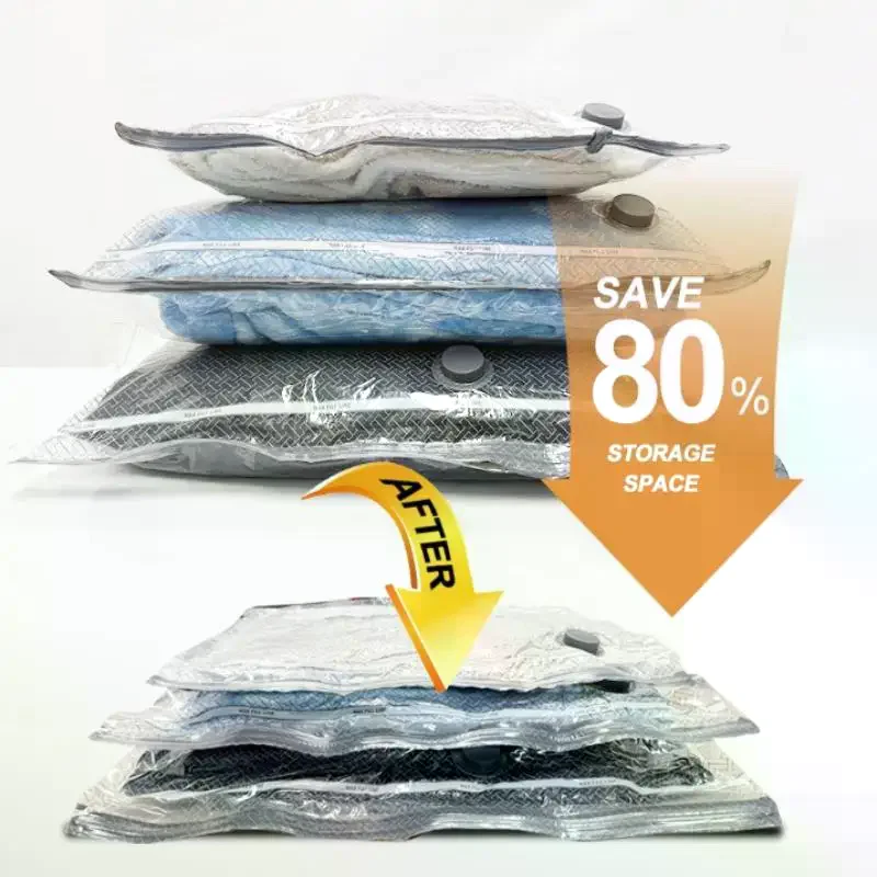 1/6Pcs Vacuum Bags For Travel With Sealing Clip Carry-On Size Compression Packing Bags For Luggage And Suitcase Space Saver