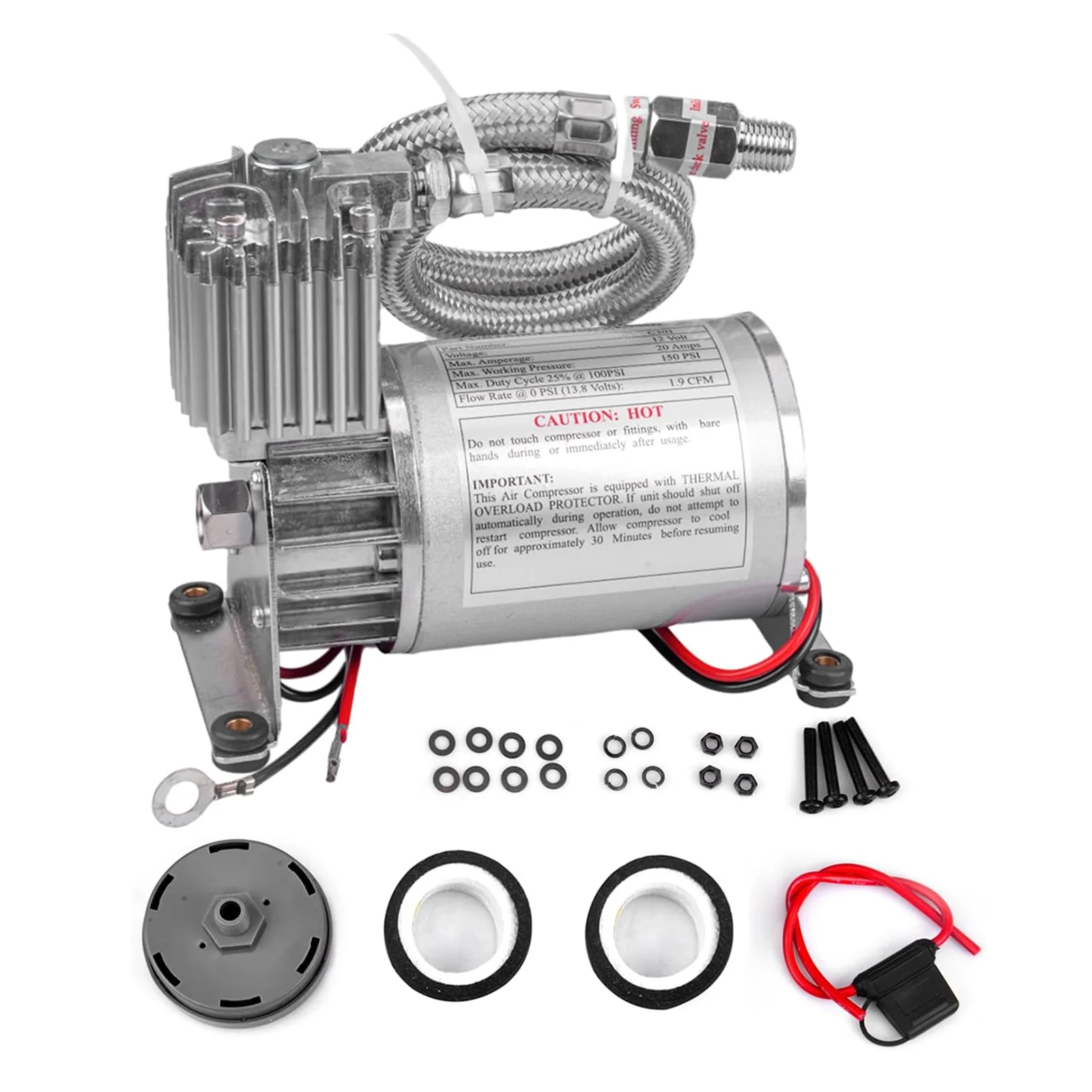2pcs/lot 12 Volt 150PSI Air Compressor Suspension with Air Horn for Truck Train Boat, air Horn Compressor