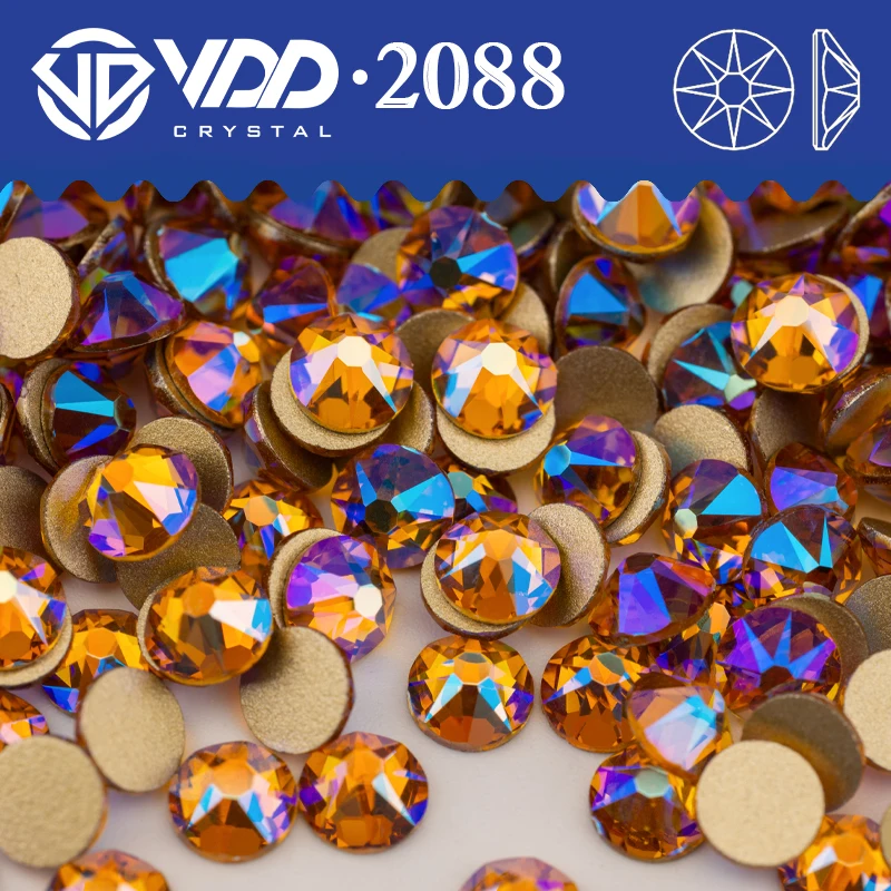 VDD 079 Topaz AB SS16-SS30 High Quality AAAAA 2088 Rhinestones Crystal Flatback 16cut Strass Stones For DIY Crafts Nail Art