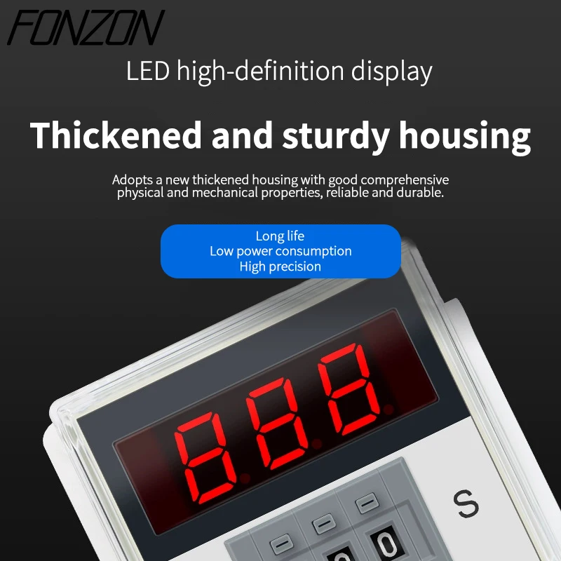 Digital Industrial Programmable Timer Delay Relay Switch DIN Rail AC220V 0.01S-999S w/Socket Base 48x48mm H3D Automation Control