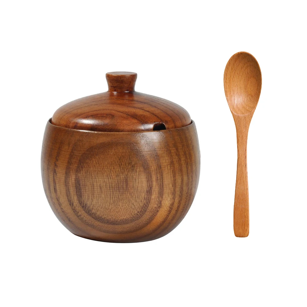 

Seasoning Jar Spice Salt Holder Pepper Containers Kitchen Storage Jars Condiment Pots Wood Material Practical Design Easy Use