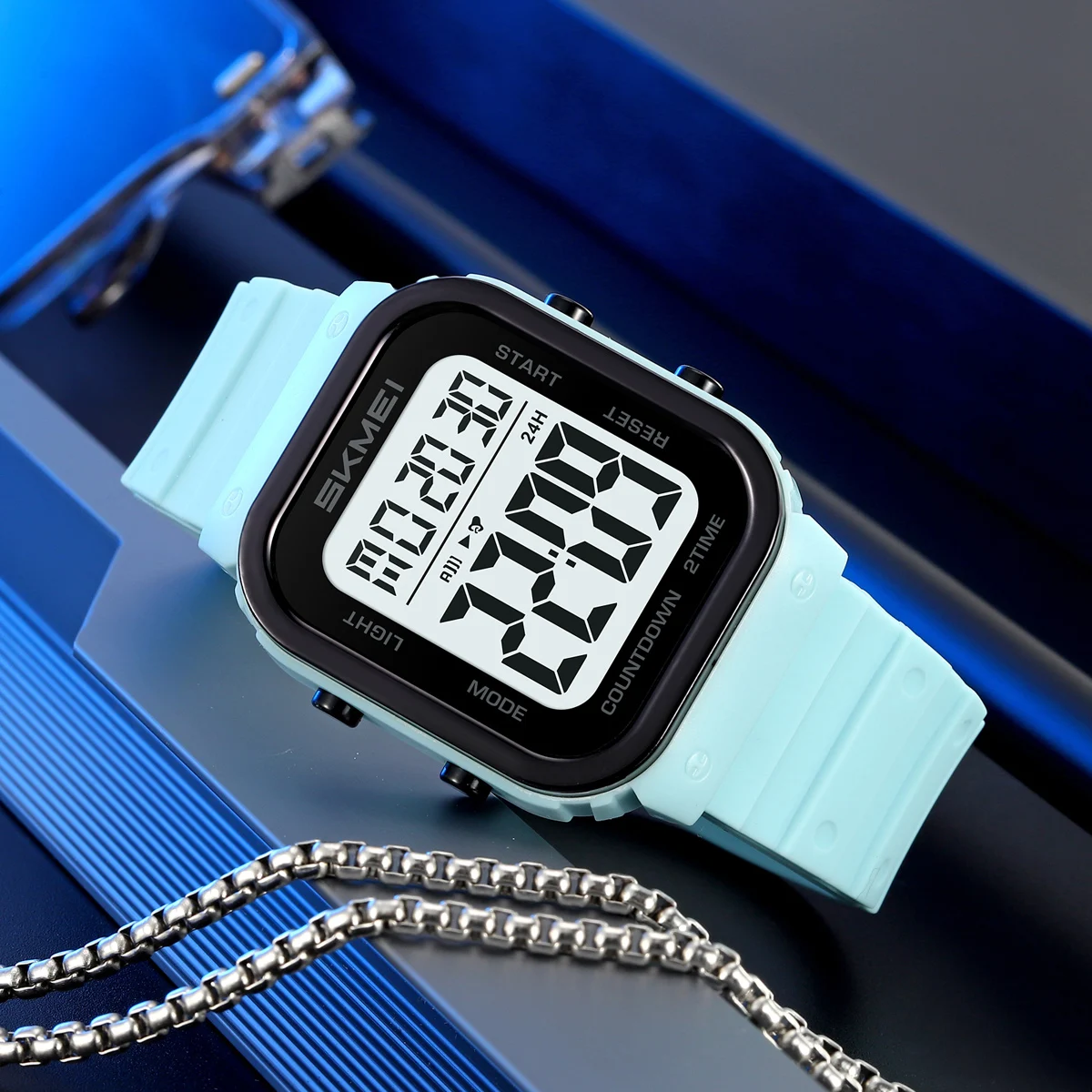 SKMEI الساعات الرياضية reloj hombre 5Bar مقاوم للماء ساعة عسكرية العد التنازلي ساعة تنبيه مصباح ليد إلكترونيات ساعات المعصم الرقمية