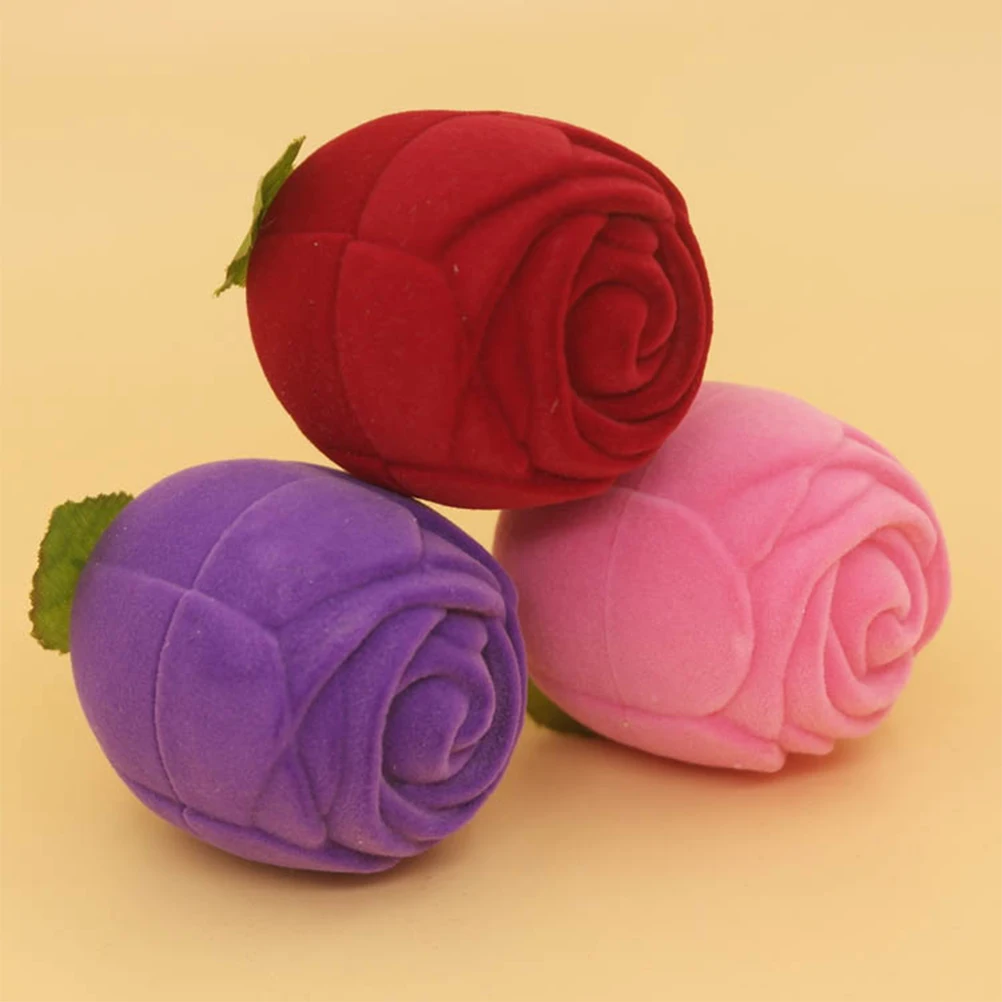 

1Pc Rose Design Velvet Jewelry Box Functional Storage Organizer Case For Earrings Portable Travel Accessory