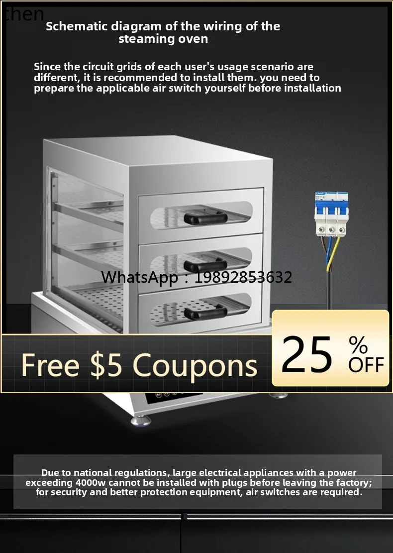 

ZZ Multifunctional Commercial Breakfast Steamer Desktop Steamer Commercial Steamer Cabinet