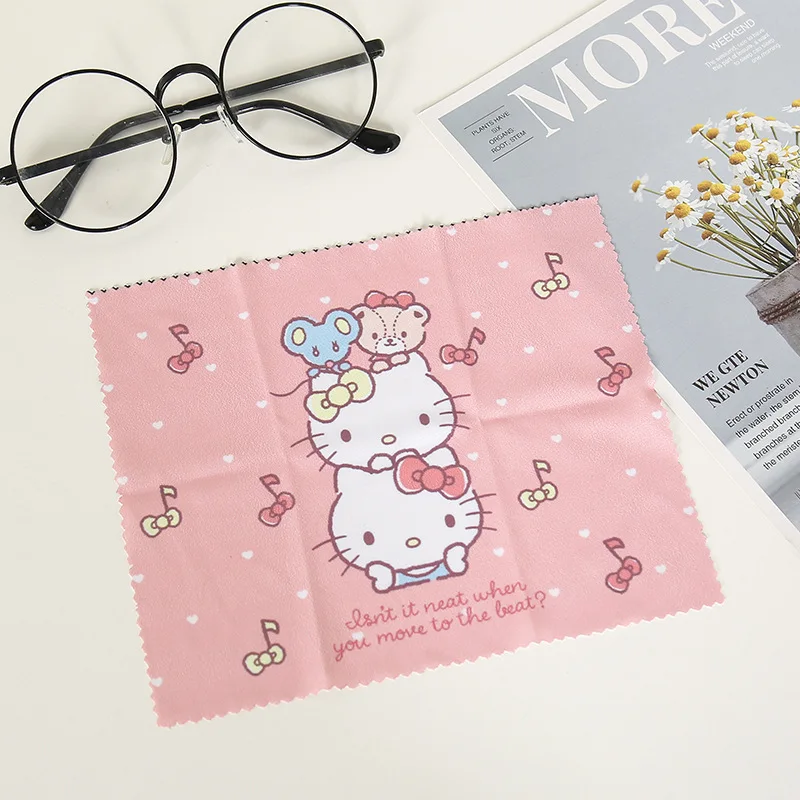 Sanrios Cartoon My Melody Kuromi Hello Kitty Glasses Cleaner Microfiber Cleaning Cloth for Lens Phone Screen Cleaning Wipes