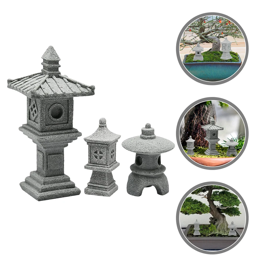 Statue Japanese Tower Light Decoration DIY Bonsai Pagoda Model Stone Zen Garden Accessory