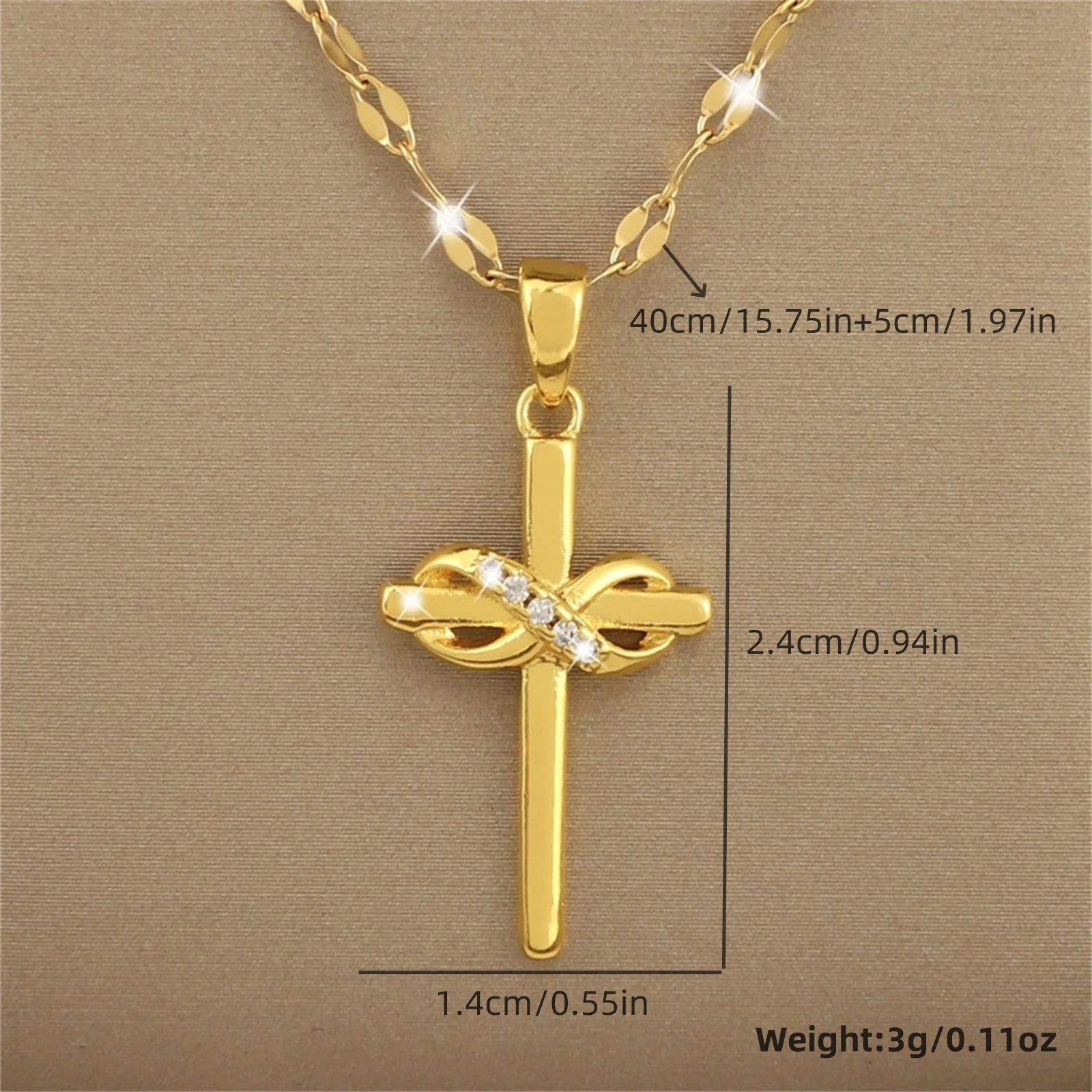 Embed Zircon Unlimited Characters Cross Pendant Lip Chain Necklaces Ladies Fashion Exquisite Jewelry Party Gifts SAN90