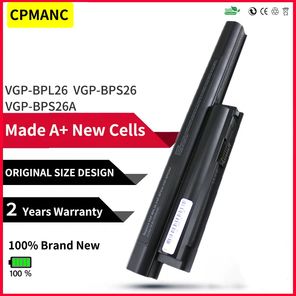 

CPMANC BPS26 Аккумулятор для ноутбука Sony VAIO VGP-BPS26 VGP-BPL26 VGP-BPS26A PCG-61A12L PCG-61A13L PCG-61A14L PCG-71713L PCG-71912L