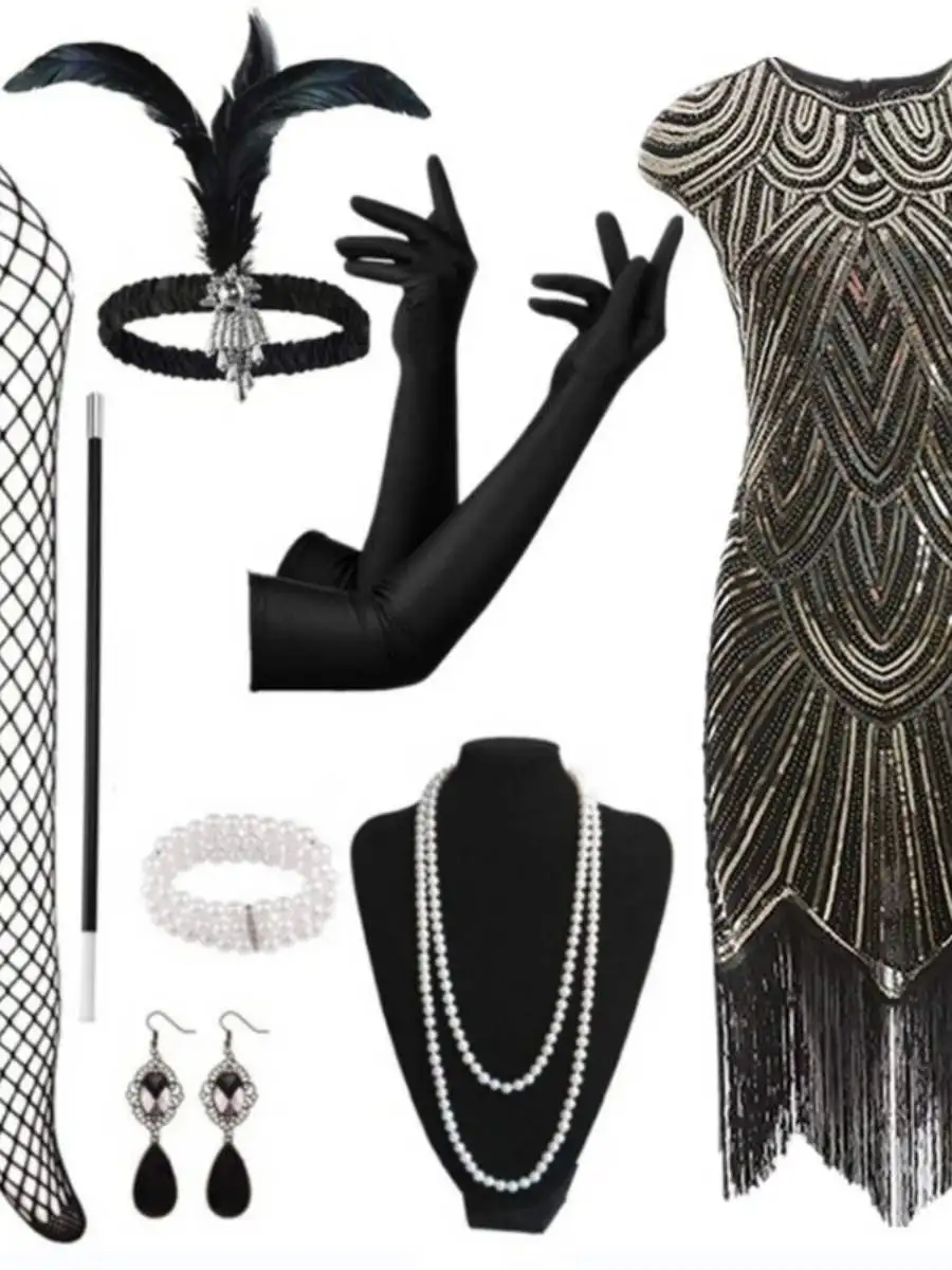 Retro Pailletten Svel Dr 920s Gatsby Quaste Rock Abendkleid Set Damen Faion Retro Sle Par Dr