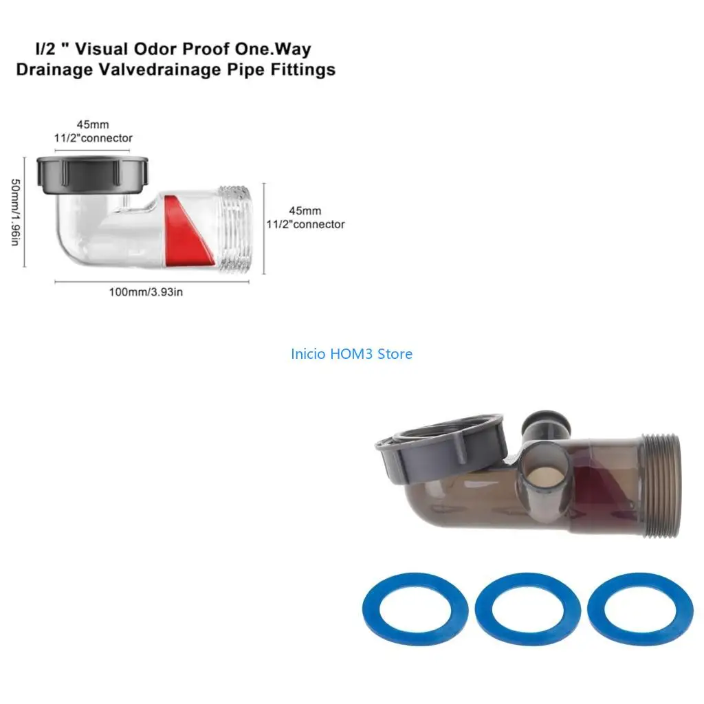 A5YD Sink Drain Backflow Preventer Fast Connection Curved Tube Anti Blocking Sink Drain Check Valves For Sink