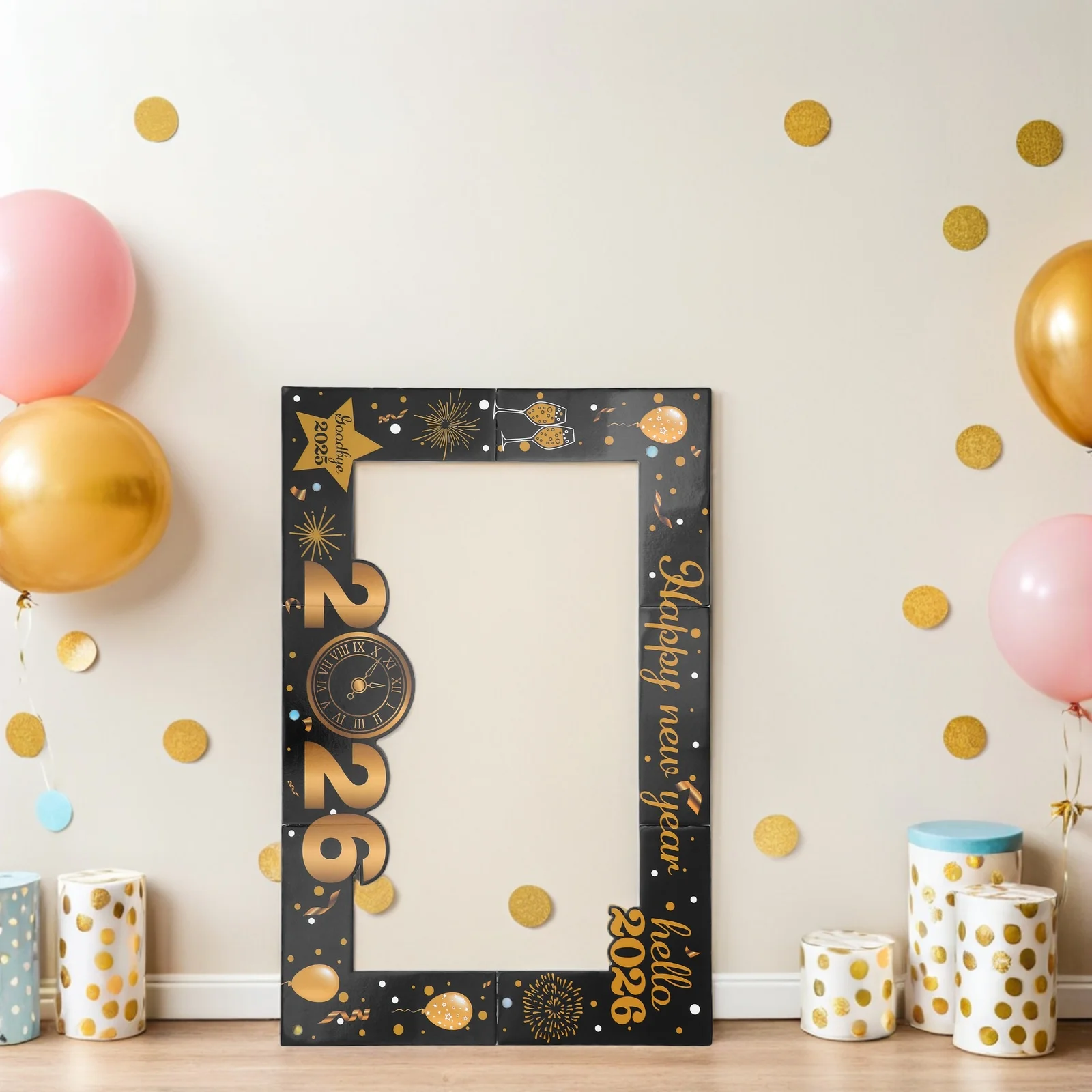 

New Year Photo Frame 2026 Happy Eve Party Prop Selfie Booth Accessory Foam Board For Adults Celebration Decorations