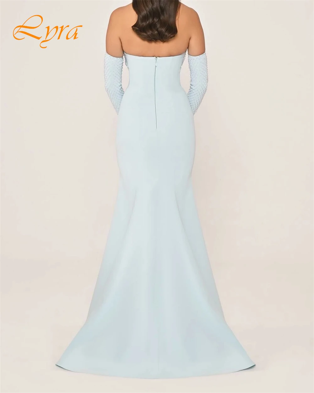 فستان سهرة حورية البحر رشيق مخصص بدون حمالات، فساتين حفلة موسيقية رائعة بأكمام قابلة للفصل، فساتين مناسبة خاصة فاخرة