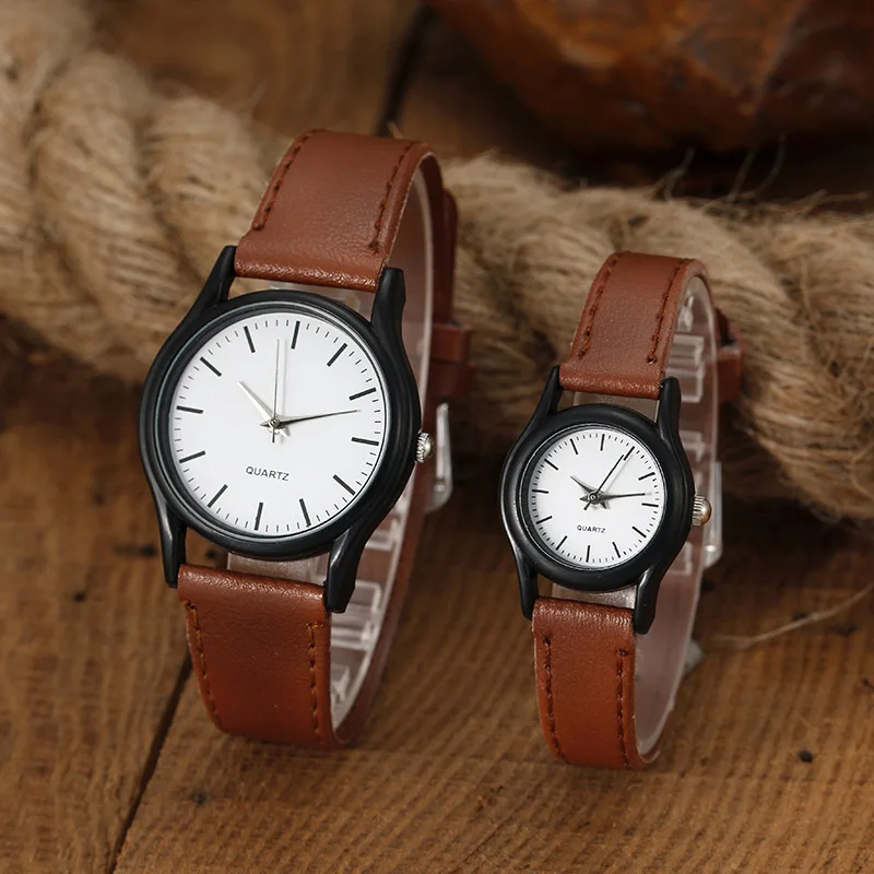 2024 New Couples Watches Leather Strap Minimalist Fashion Quartz Wristwatches Multiple Colors for Loved Ones Gift parejas reloj