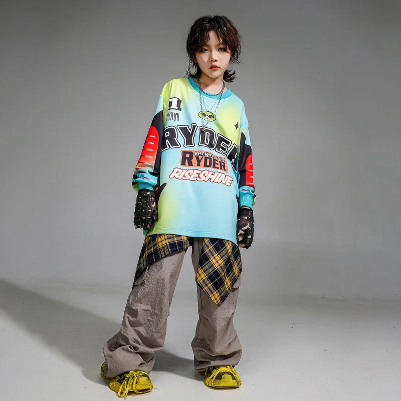 Hip Hop Outfits Boys Sweatshirt Vest Cargo Pants Girls Cool Jazz Street Dance Costume Children Clothes Set Kids K-pop Streetwear